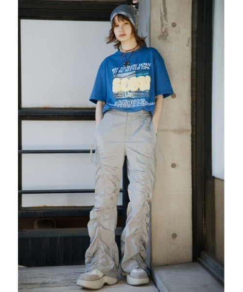 SLY（スライ）の「ASYMMETRY GATHER PT アシンメトリー ギャザー パンツ / セットアップ可（スラックス・レディース・ライトグリーン/ブラック/シルバー・1/2）」の17枚目の写真