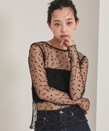 miette | バックオープンフロッキーチュールトップス(Tシャツ/カットソー)
