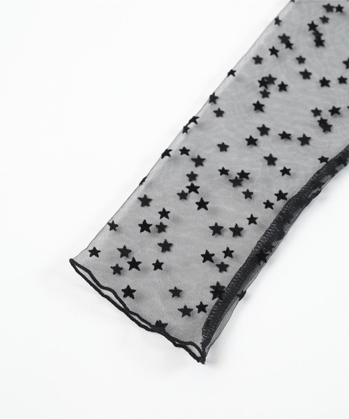 miette（ミエット）の「バックオープンフロッキーチュールトップス（Tシャツ/カットソー・レディース・ブラック/ベージュ・FREE）」の8枚目の写真