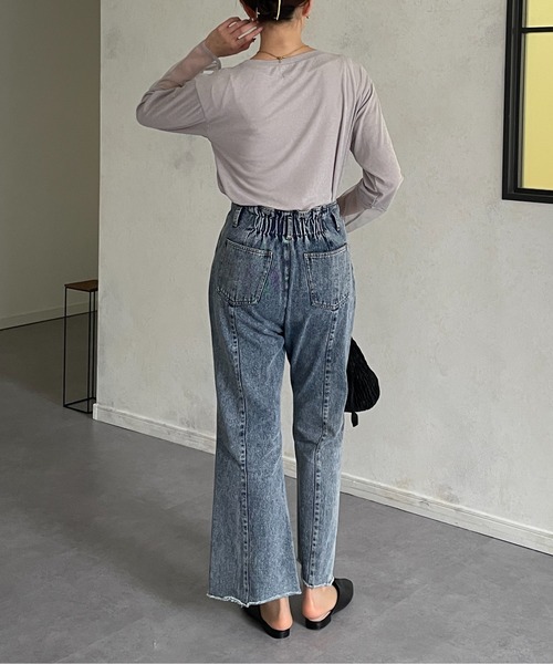 Thevon（ゼボン）の「袖先シアーボートネックロングTシャツ（Tシャツ/カットソー・レディース・グリーン系その他/ブラック/グレー/オフホワイト・FREE）」の12枚目の写真