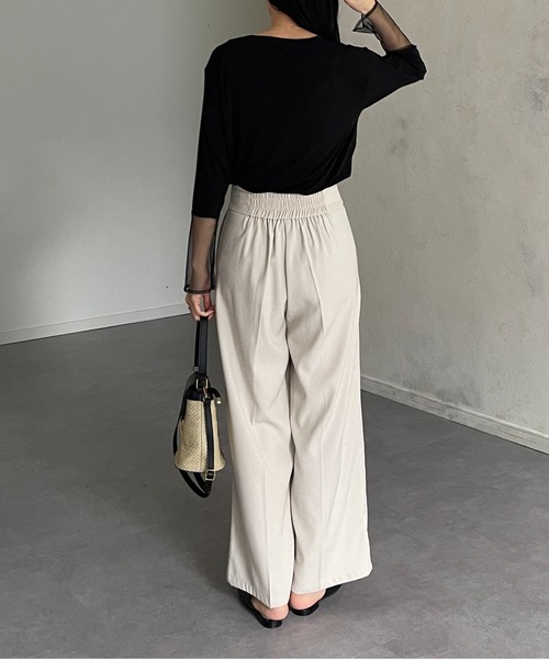 Thevon（ゼボン）の「袖先シアーボートネックロングTシャツ（Tシャツ/カットソー・レディース・グリーン系その他/ブラック/グレー/オフホワイト・FREE）」の5枚目の写真