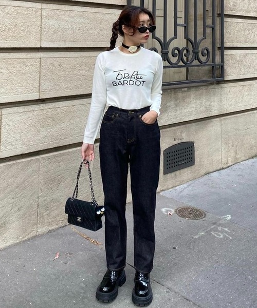 epine(エピヌ)の「《《Brigitte Bardot×epine》》e button B.B. jeans(デニムパンツ・レディース・ブルー/ブラック・S/M)」の8枚目の写真