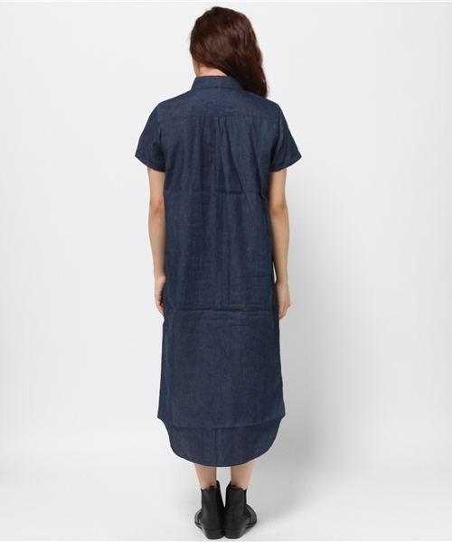 earth music&ecology（アースミュージックアンドエコロジー）の「デニムロングシャツワンピース（シャツワンピース・レディース・インディゴブルー/ライトインディゴブルー・FREE）」の7枚目の写真