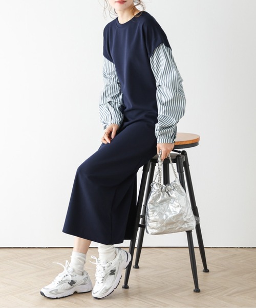 La-gemme(ラジェム)の「ボリュームスリーブドッキングワンピース(ワンピース・レディース・ブラック/ベージュ/ネイビー・M/L)」の21枚目の写真