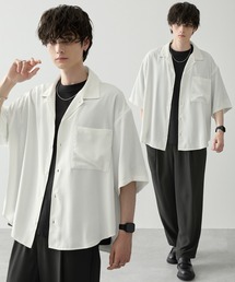 Anchor Smith | 【 セットアップ 】綾ドレープ  ビッグシルエット オープンカラー半袖シャツ＆タックテーパードセミワイドイージースラックスパンツ(セットアップ)