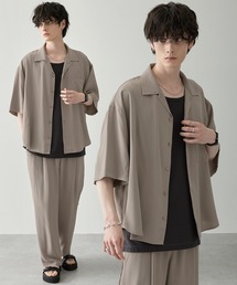 Anchor Smith | 【 セットアップ 】綾ドレープ  ビッグシルエット オープンカラー半袖シャツ＆タックテーパードセミワイドイージースラックスパンツ(セットアップ)