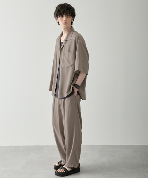 メンズ 長ズボン ビッグシルエット ポケット ストレート T03140 セール】【 セットアップ 】綾トロ ビッグシルエット オープン