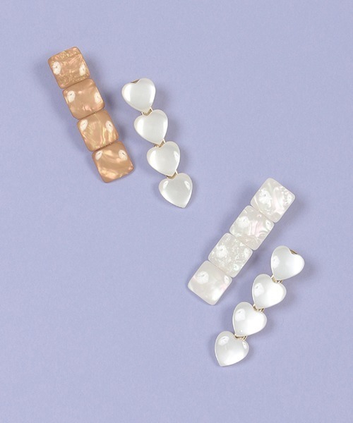 by LOVEiT（バイラビット）の「ハート＆スクエアクリップセット（バレッタ/ヘアクリップ・キッズ・オフホワイト/ブラウン・FREE）」の3枚目の写真