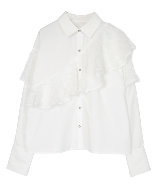 miette（ミエット）の「フリンジラッフルシャツ（シャツ/ブラウス・レディース・グレー/オフホワイト/ブラック/ブルー/ブラウン・FREE）」の8枚目の写真