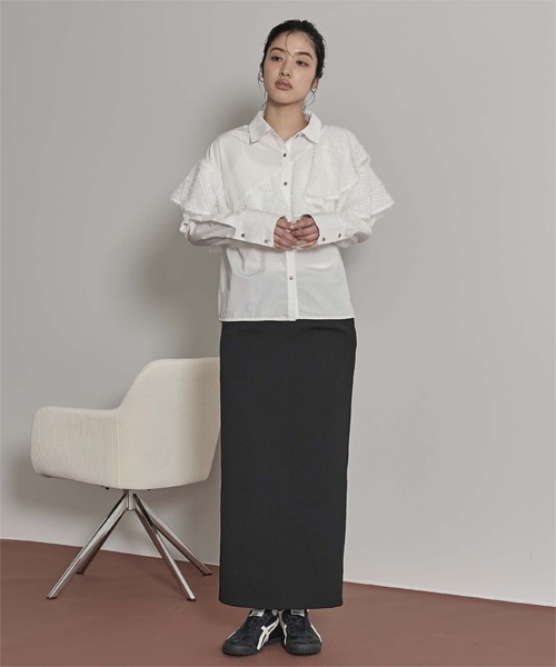 miette（ミエット）の「フリンジラッフルシャツ（シャツ/ブラウス・レディース・グレー/オフホワイト/ブラック/ブルー/ブラウン・FREE）」の19枚目の写真