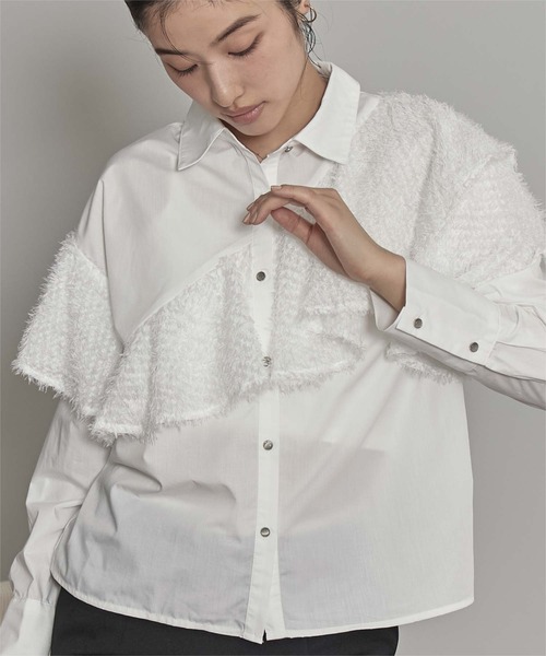 miette（ミエット）の「フリンジラッフルシャツ（シャツ/ブラウス・レディース・グレー/オフホワイト/ブラック/ブルー/ブラウン・FREE）」の20枚目の写真