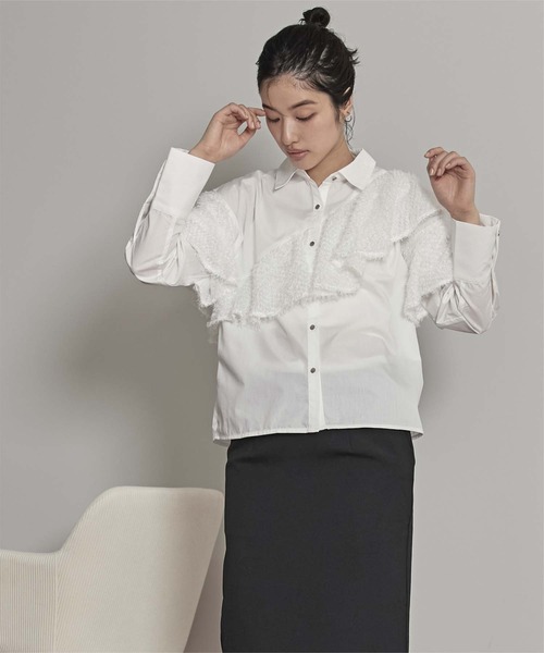 miette（ミエット）の「フリンジラッフルシャツ（シャツ/ブラウス・レディース・グレー/オフホワイト/ブラック/ブルー/ブラウン・FREE）」の22枚目の写真