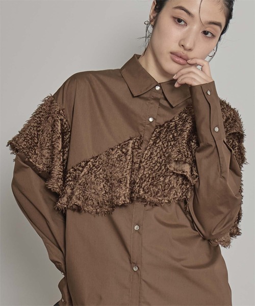 mister it. エミー・プリント シャツブラウス フリルシティシャツブラウス – mishuri