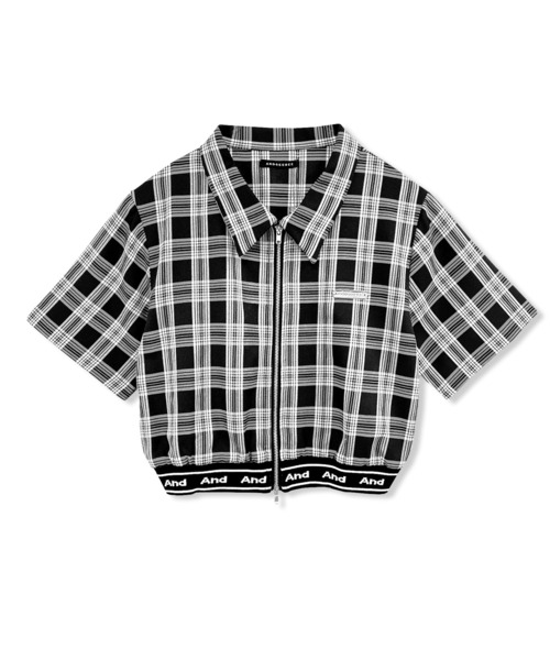 ANDGEEBEE(アンジービー)の「ダブルジップクロップドシャツ(シャツ/ブラウス・レディース・グレー/ブラック・FREE)」の8枚目の写真