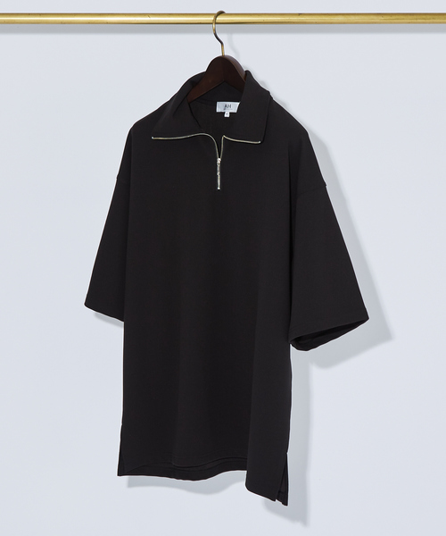AH ABAHOUSE(エーエイチアバハウス)の「【AH ABAHOUSE / セットアップ対応】ジョーゼット ハーフジップ Tシャツ(Tシャツ/カットソー・メンズ・グレイッシュベージュ/ホワイト/チャコールグレー/ダークグリーン/ブラック・46/48)」の3枚目の写真