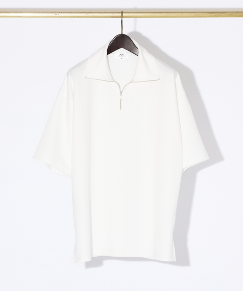 AH ABAHOUSE(エーエイチアバハウス)の「【AH ABAHOUSE / セットアップ対応】ジョーゼット ハーフジップ Tシャツ(Tシャツ/カットソー・メンズ・グレイッシュベージュ/ホワイト/チャコールグレー/ダークグリーン/ブラック・46/48)」の6枚目の写真