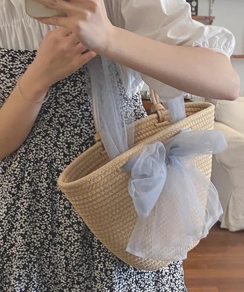 aimoha(アイモハ)の「サマーふんわりリボン付けショルダーバッグ (SS)(ショルダーバッグ・レディース・グレー/ベージュ・FREE)」の17枚目の写真