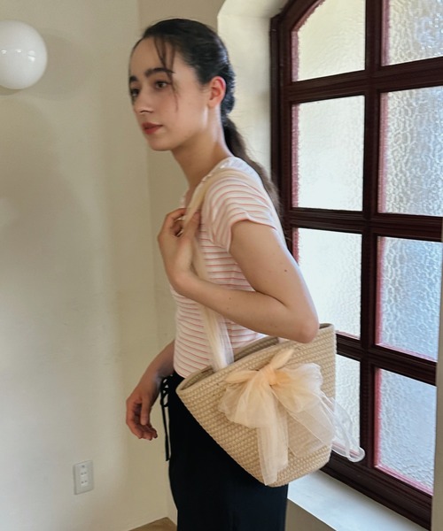 aimoha(アイモハ)の「サマーふんわりリボン付けショルダーバッグ (SS)(ショルダーバッグ・レディース・グレー/ベージュ・FREE)」の13枚目の写真