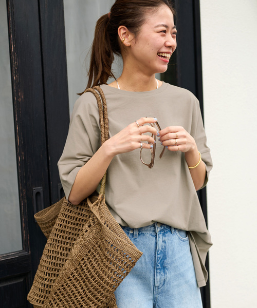 JOURNAL STANDARD relume(ジャーナルスタンダード レリューム)の「《追加》オーガニックコットン汗ジミ防止ワイドT(Tシャツ/カットソー・レディース・グレー/ブラック/ホワイト・FREE)」の1枚目の写真