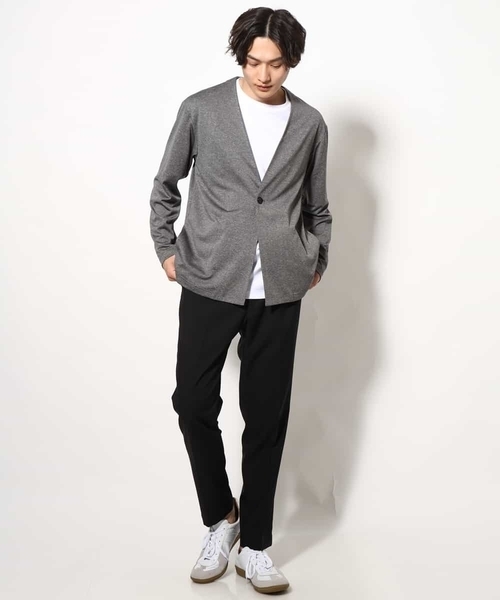 a.v.v（アーヴェヴェ）の「【洗濯機で洗える/接触冷感】ブライト天竺ノーカラーリラックスジャケット（ノーカラージャケット・メンズ・ネイビー/グレー・46/48/50/44）」の14枚目の写真