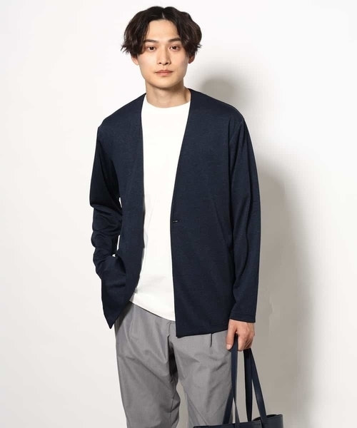 a.v.v（アーヴェヴェ）の「【洗濯機で洗える/接触冷感】ブライト天竺ノーカラーリラックスジャケット（ノーカラージャケット・メンズ・ネイビー/グレー・46/48/50/44）」の21枚目の写真
