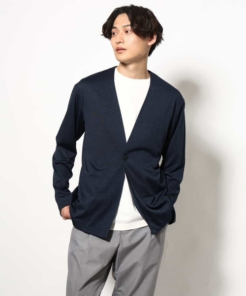 a.v.v（アーヴェヴェ）の「【洗濯機で洗える/接触冷感】ブライト天竺ノーカラーリラックスジャケット（ノーカラージャケット・メンズ・ネイビー/グレー・46/48/50/44）」の22枚目の写真