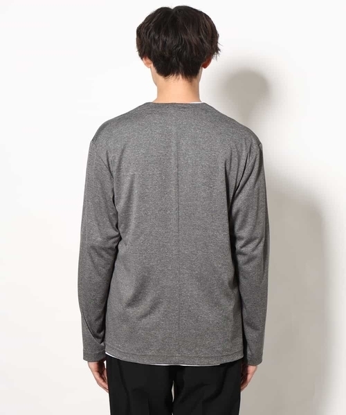 a.v.v（アーヴェヴェ）の「【洗濯機で洗える/接触冷感】ブライト天竺ノーカラーリラックスジャケット（ノーカラージャケット・メンズ・ネイビー/グレー・46/48/50/44）」の7枚目の写真