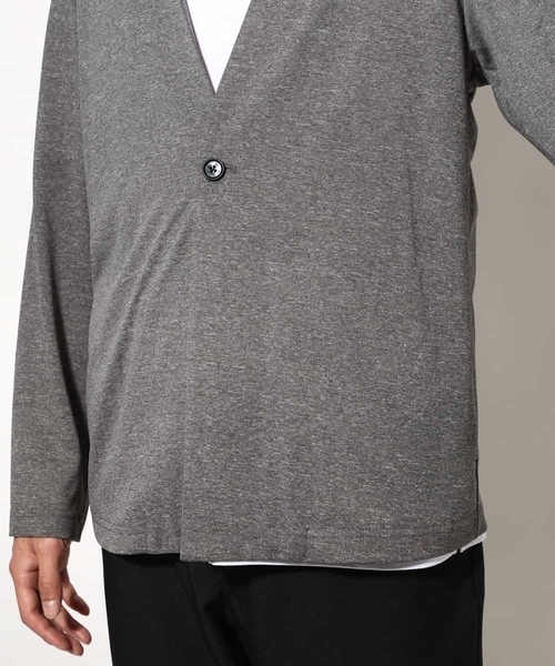 a.v.v（アーヴェヴェ）の「【洗濯機で洗える/接触冷感】ブライト天竺ノーカラーリラックスジャケット（ノーカラージャケット・メンズ・ネイビー/グレー・46/48/50/44）」の10枚目の写真