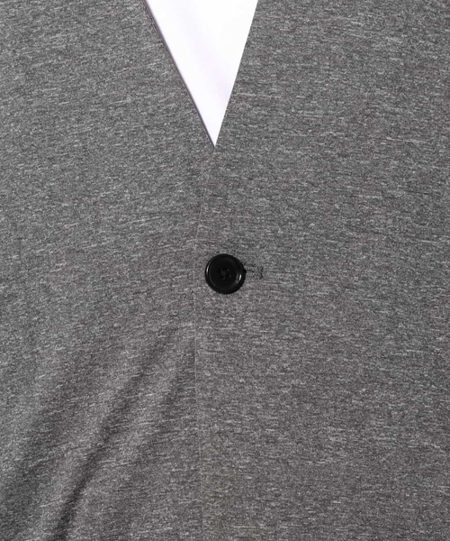 a.v.v（アーヴェヴェ）の「【洗濯機で洗える/接触冷感】ブライト天竺ノーカラーリラックスジャケット（ノーカラージャケット・メンズ・ネイビー/グレー・46/48/50/44）」の12枚目の写真