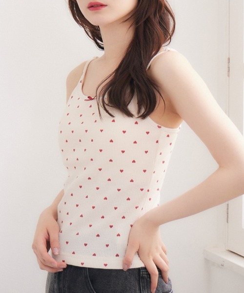 ems excite（エムズエキサイト）の「柄アソートワッフルキャミ（キャミソール・レディース・ブルー/ブラック/レッド/ピンク・FREE）」の5枚目の写真