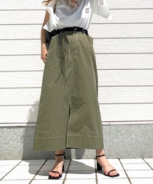 Q | デニムコンビロングスカート(デニムスカート)