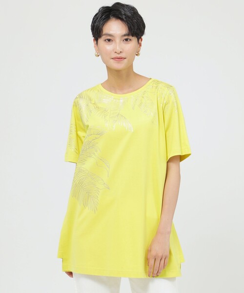 【セール】【接触冷感】【ウォッシャブル】パームツリープリントプルオーバーカットソー（Tシャツ/カットソー）｜EVEX by KRIZIA（エヴェックスバイクリツィア）