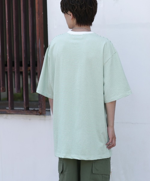 improves(インプローブス)の「マイクロ ボーダーTシャツ(Tシャツ/カットソー・メンズ・ブラック/ホワイト系/ネイビー/ベージュ/ホワイト/グリーン・FREE)」の20枚目の写真
