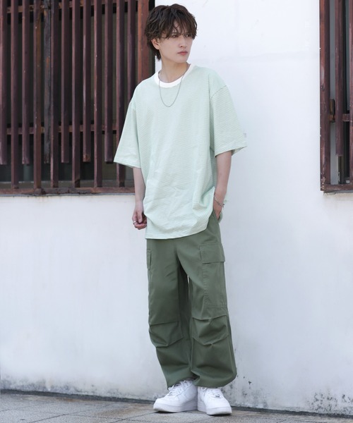 improves(インプローブス)の「マイクロ ボーダーTシャツ(Tシャツ/カットソー・メンズ・ブラック/ホワイト系/ネイビー/ベージュ/ホワイト/グリーン・FREE)」の21枚目の写真