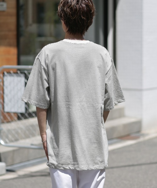 improves(インプローブス)の「マイクロ ボーダーTシャツ(Tシャツ/カットソー・メンズ・ブラック/ホワイト系/ネイビー/ベージュ/ホワイト/グリーン・FREE)」の8枚目の写真