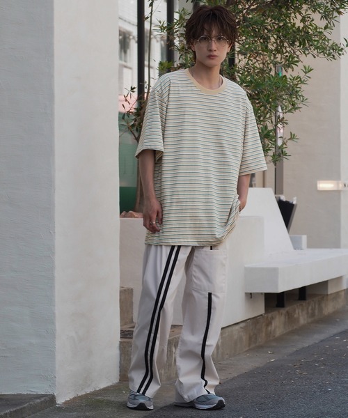 improves(インプローブス)の「マイクロ ボーダーTシャツ(Tシャツ/カットソー・メンズ・ブラック/ホワイト系/ネイビー/ベージュ/ホワイト/グリーン・FREE)」の18枚目の写真