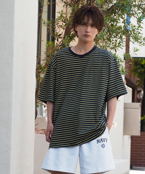 improves(インプローブス)の「マイクロ ボーダーTシャツ(Tシャツ/カットソー・メンズ・ブラック/ホワイト系/ネイビー/ベージュ/ホワイト/グリーン・FREE)」の22枚目の写真