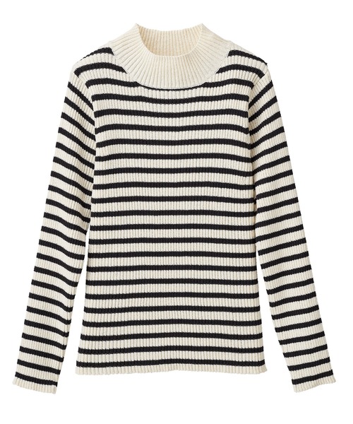 RANAN（ラナン）の「前後2WAYもちもちハイネック配色リブニット（ニット/セーター・レディース・ブラック/ホワイト/モカ/ブルー/オフホワイト/グレー・LL/M/L）」の14枚目の写真