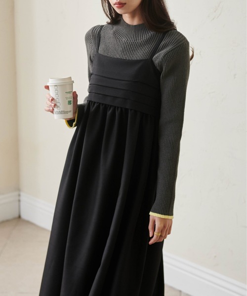 RANAN（ラナン）の「前後2WAYもちもちハイネック配色リブニット（ニット/セーター・レディース・ブラック/ホワイト/モカ/ブルー/オフホワイト/グレー・LL/M/L）」の20枚目の写真