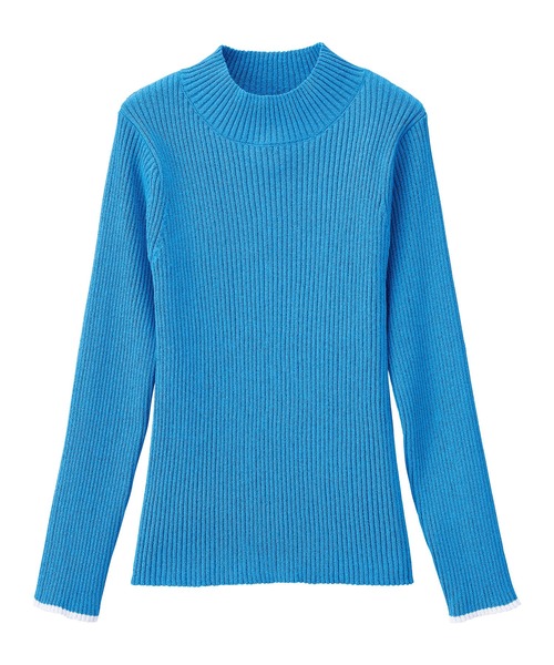 RANAN（ラナン）の「前後2WAYもちもちハイネック配色リブニット（ニット/セーター・レディース・ブラック/ホワイト/モカ/ブルー/オフホワイト/グレー・LL/M/L）」の18枚目の写真