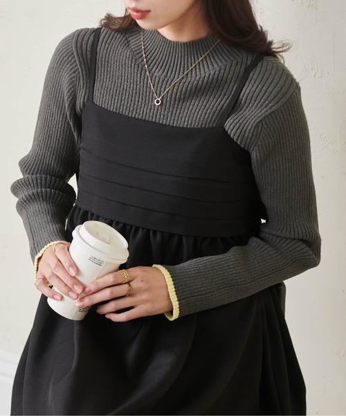 RANAN（ラナン）の「前後2WAYもちもちハイネック配色リブニット（ニット/セーター・レディース・ブラック/ホワイト/モカ/ブルー/オフホワイト/グレー・LL/M/L）」の19枚目の写真