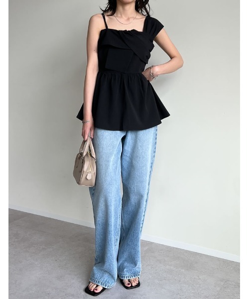 Re:EDIT（リエディ）の「マルチウェイリボンデザインオフショルフレアトップス（シャツ/ブラウス・レディース・ホワイト/ブラック・MEDIUM/LARGE）」の8枚目の写真