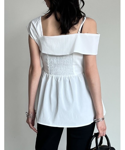 Re:EDIT（リエディ）の「マルチウェイリボンデザインオフショルフレアトップス（シャツ/ブラウス・レディース・ホワイト/ブラック・MEDIUM/LARGE）」の12枚目の写真