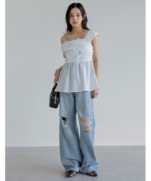 Re:EDIT（リエディ）の「マルチウェイリボンデザインオフショルフレアトップス（シャツ/ブラウス・レディース・ホワイト/ブラック・MEDIUM/LARGE）」の13枚目の写真