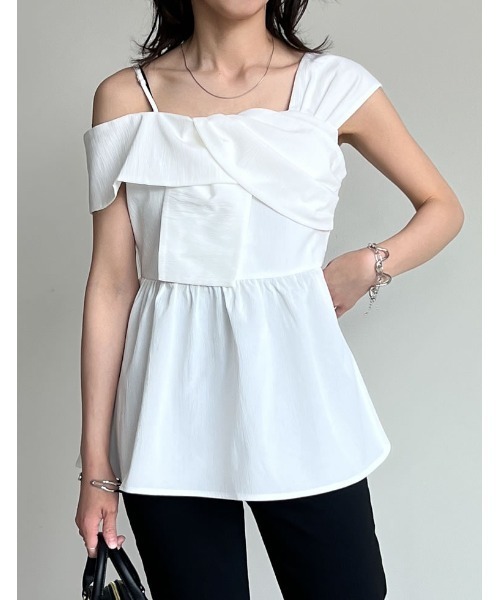 Re:EDIT（リエディ）の「マルチウェイリボンデザインオフショルフレアトップス（シャツ/ブラウス・レディース・ホワイト/ブラック・MEDIUM/LARGE）」の20枚目の写真