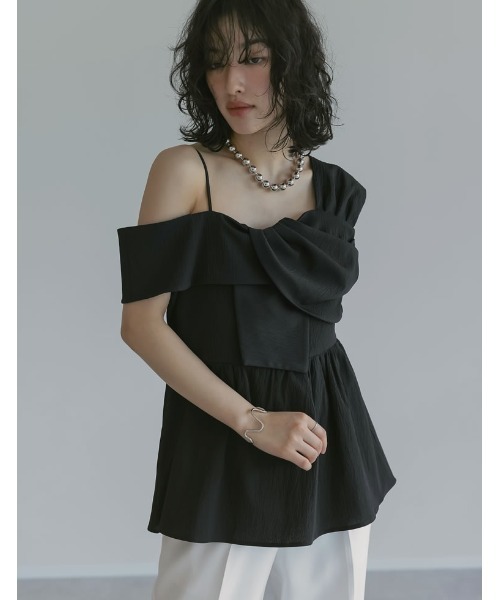セール】マルチウェイリボンデザインオフショルフレアトップス（シャツ