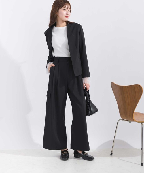 PICCIN（ピッチン）の「【セットアップ可能】ウエストリボンワイドカーゴパンツ（カーゴパンツ・レディース・ブラック/ベージュ・M/S）」の10枚目の写真