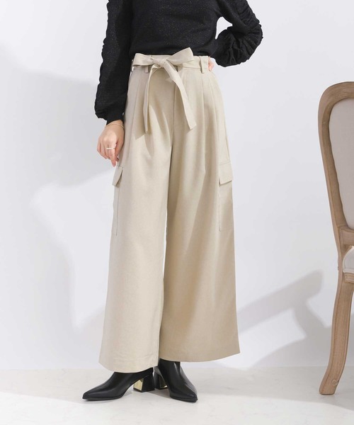 PICCIN（ピッチン）の「【セットアップ可能】ウエストリボンワイドカーゴパンツ（カーゴパンツ・レディース・ブラック/ベージュ・M/S）」の3枚目の写真