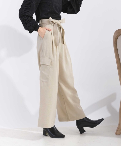 PICCIN（ピッチン）の「【セットアップ可能】ウエストリボンワイドカーゴパンツ（カーゴパンツ・レディース・ブラック/ベージュ・M/S）」の6枚目の写真