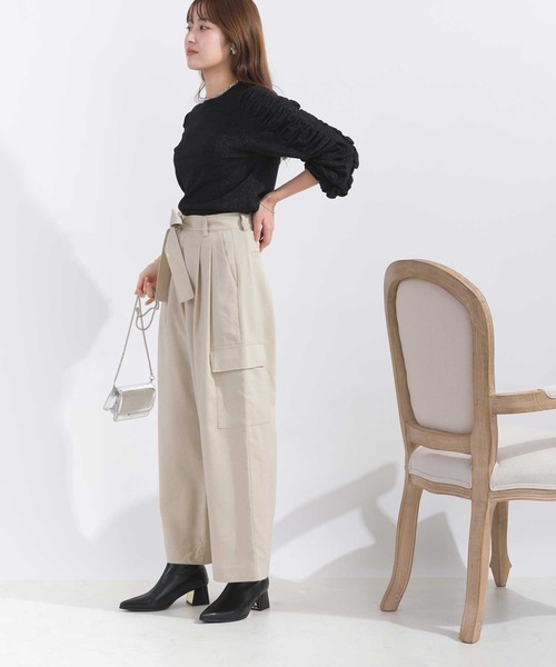 PICCIN（ピッチン）の「【セットアップ可能】ウエストリボンワイドカーゴパンツ（カーゴパンツ・レディース・ブラック/ベージュ・M/S）」の17枚目の写真